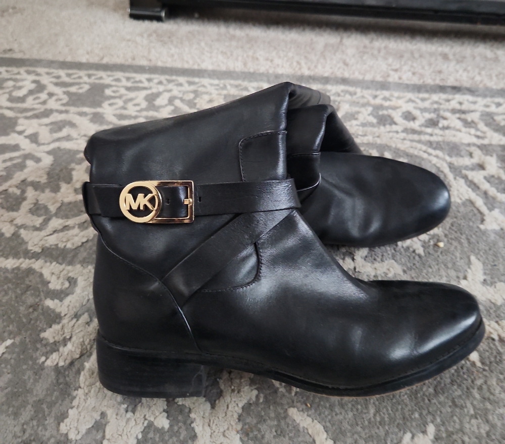 Michael Kors Black Ankle Boots with Gold Logo